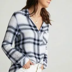 Bella Dahl Pocket Button Down In White Plaid