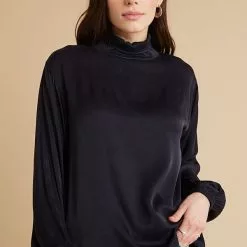 Bella Dahl Sustainable Draped Turtle Neck Top In Eggplant