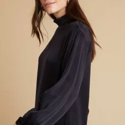 Bella Dahl Sustainable Draped Turtle Neck Top In Eggplant
