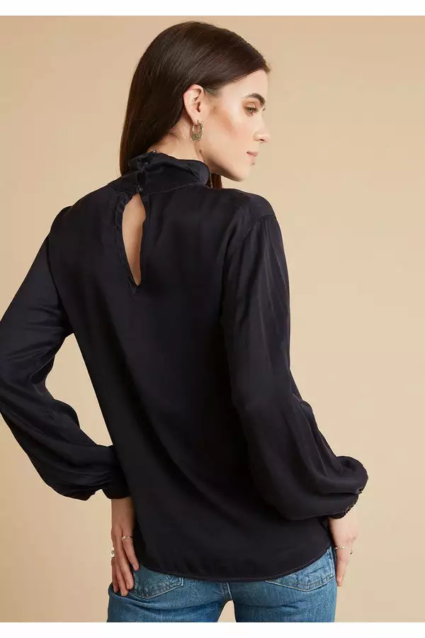 Bella Dahl Sustainable Draped Turtle Neck Top In Eggplant 3 Bella Dahl Sustainable Draped Turtle Neck Top In Eggplant