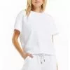 Nation LTD Sustainable Adah Fleece Short Sleeve Top In White