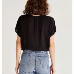 Z Supply Ollie Crinkled Top - Black New