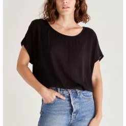 Z Supply Ollie Crinkled Top - Black New