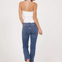 Bobi Shirred Front Halter Top New