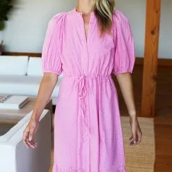 Emerson Fry Lucy Dress In Pink Dot Lurex Sustainable