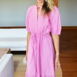 Emerson Fry Lucy Dress In Pink Dot Lurex Sustainable