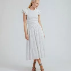 Cleobella Sustainable Emmy Midi Dress In White
