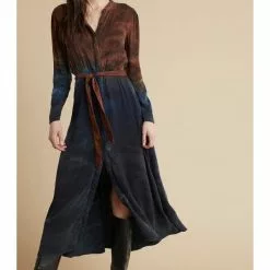 Bella Dahl Maxi Shirt Dress In Autumn Sky
