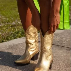 Jeffrey Campbell Rancher Boot In Metallic Gold