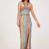 Saylor Max Silver Lake Striped Sequin Maxi Dress New