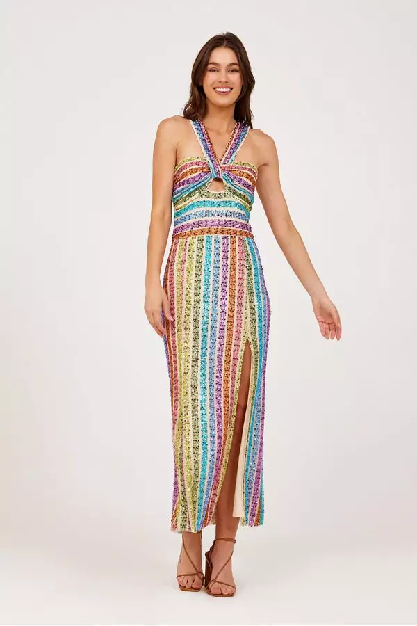 Saylor Max Silver Lake Striped Sequin Maxi Dress New 1 Saylor Max Silver Lake Striped Sequin Maxi Dress New
