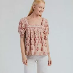 Cleobella Vivian Blouse In Gradient Block Print
