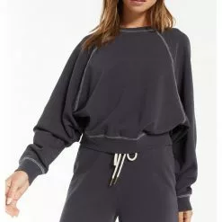 Z Supply New Ami Organic Sweatshirt In Washed Black