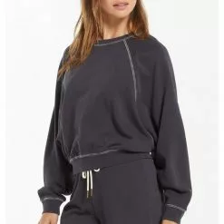 Z Supply New Ami Organic Sweatshirt In Washed Black